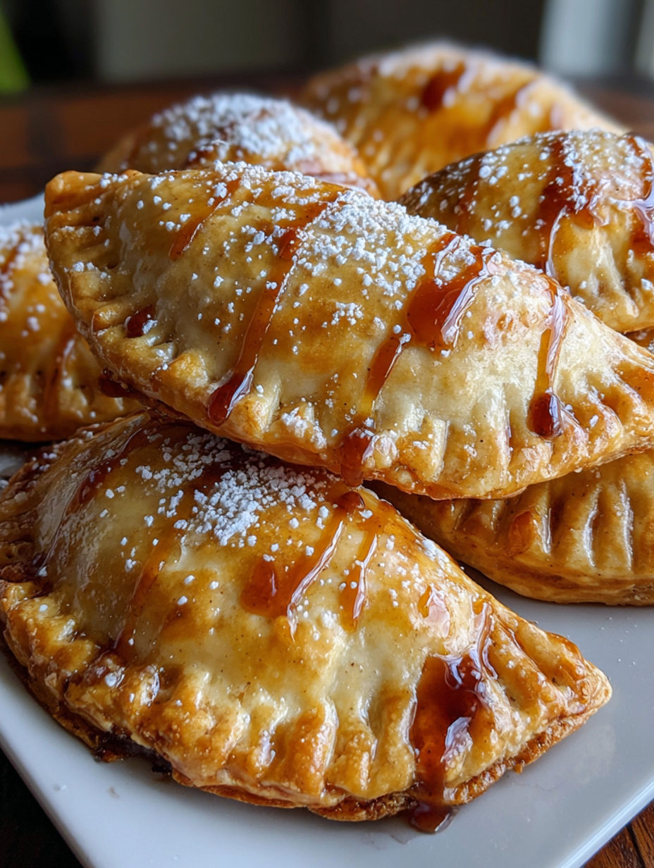 A plate of Karamellisierte Apfeltaschen.