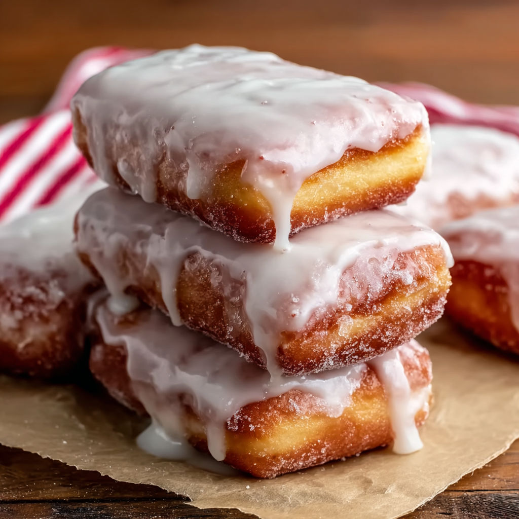 A stack of glazed donuts.