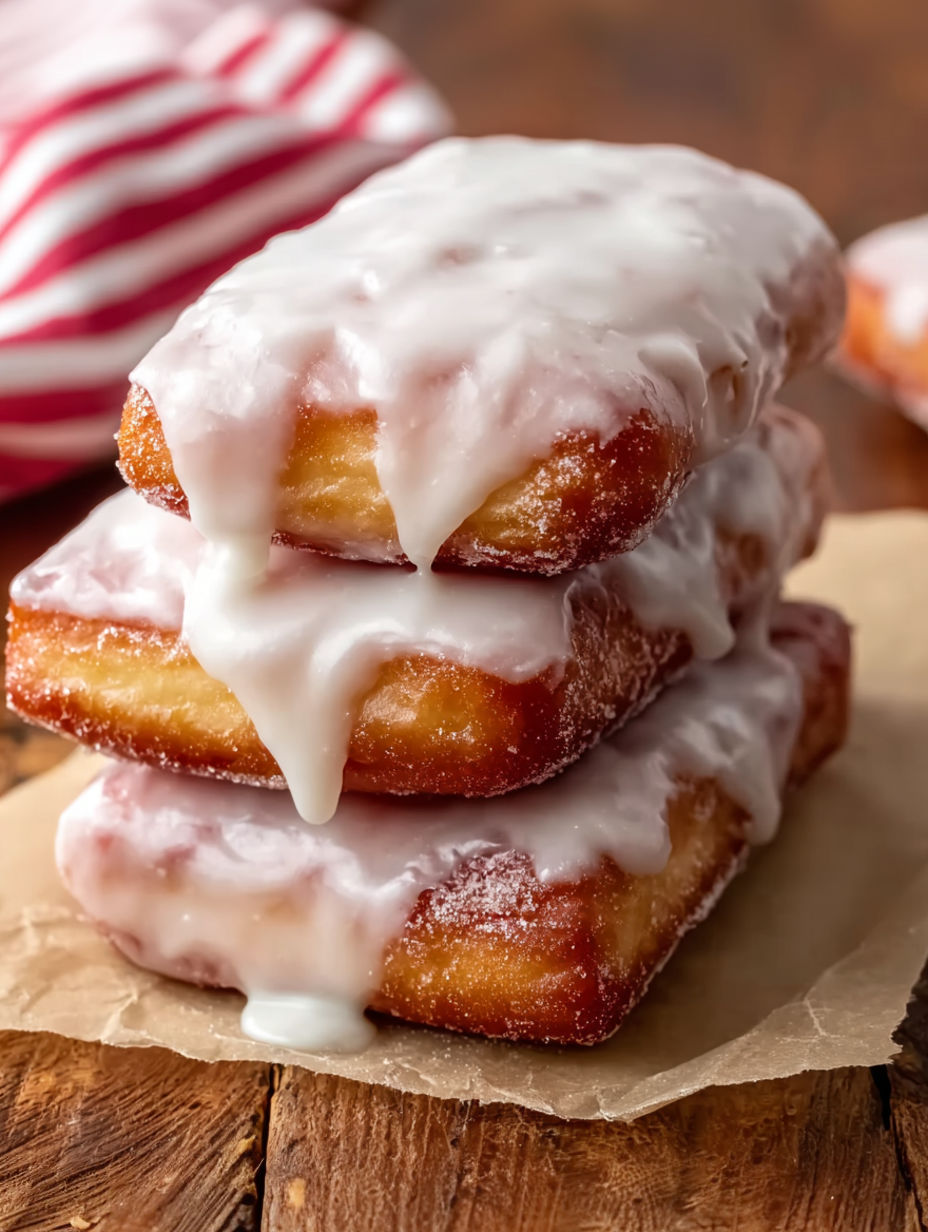 A stack of homemade maple bar donuts.