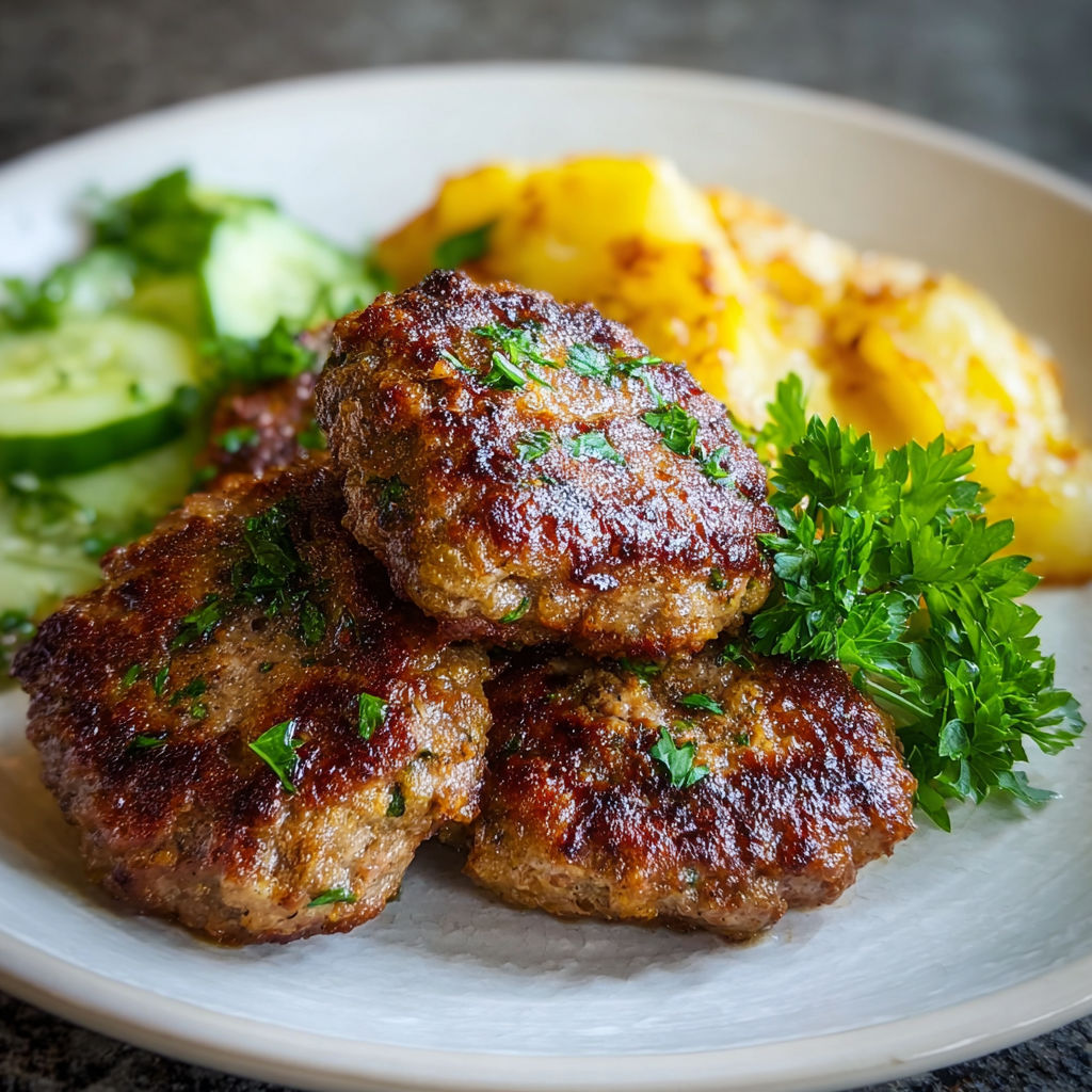 A plate of meatballs and vegetables.
