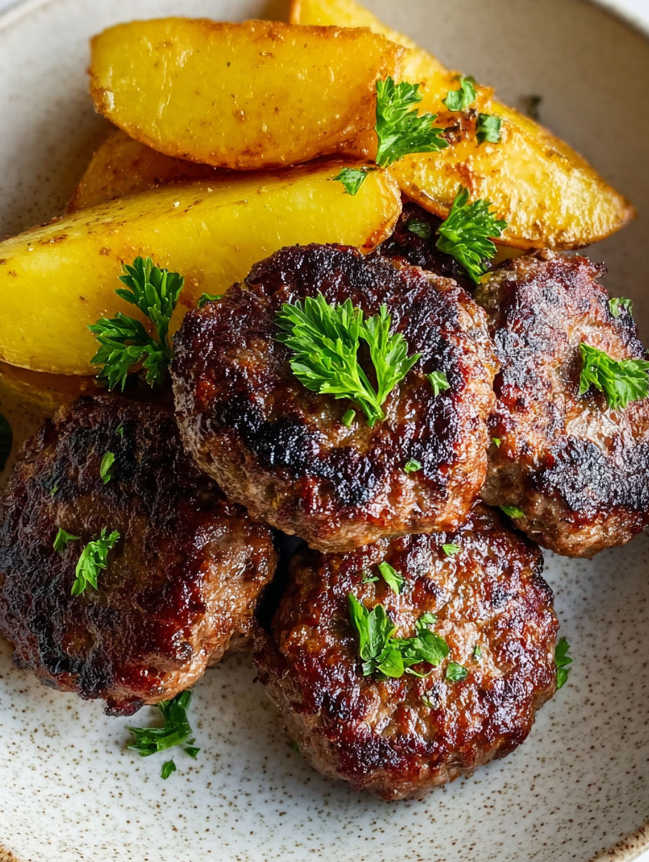 A plate of meatballs with parsley on top.