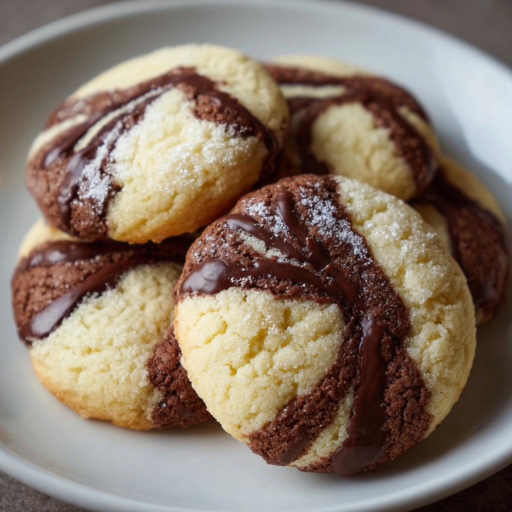 A plate of marble swirl cookies.