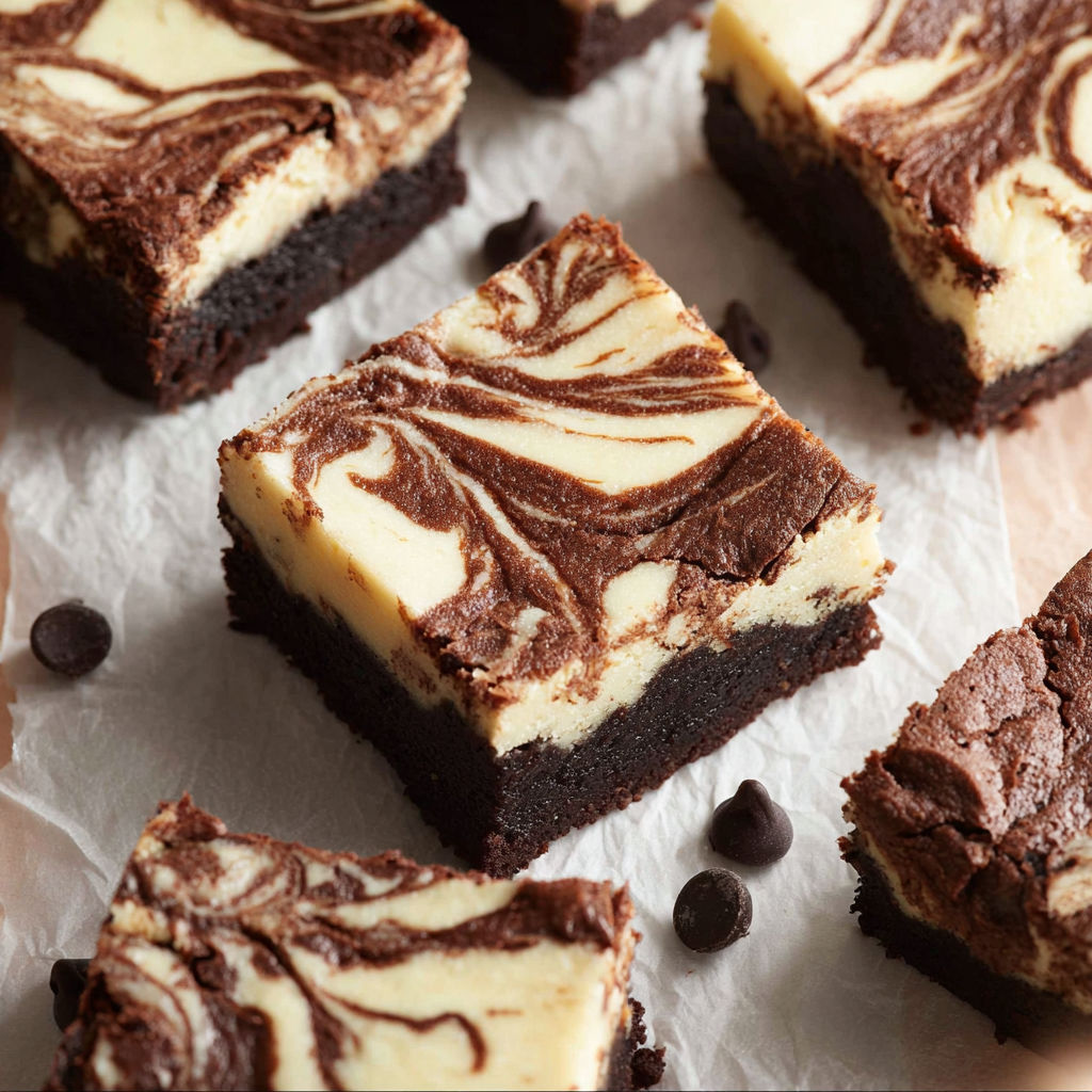 Brownies with white and brown swirls.