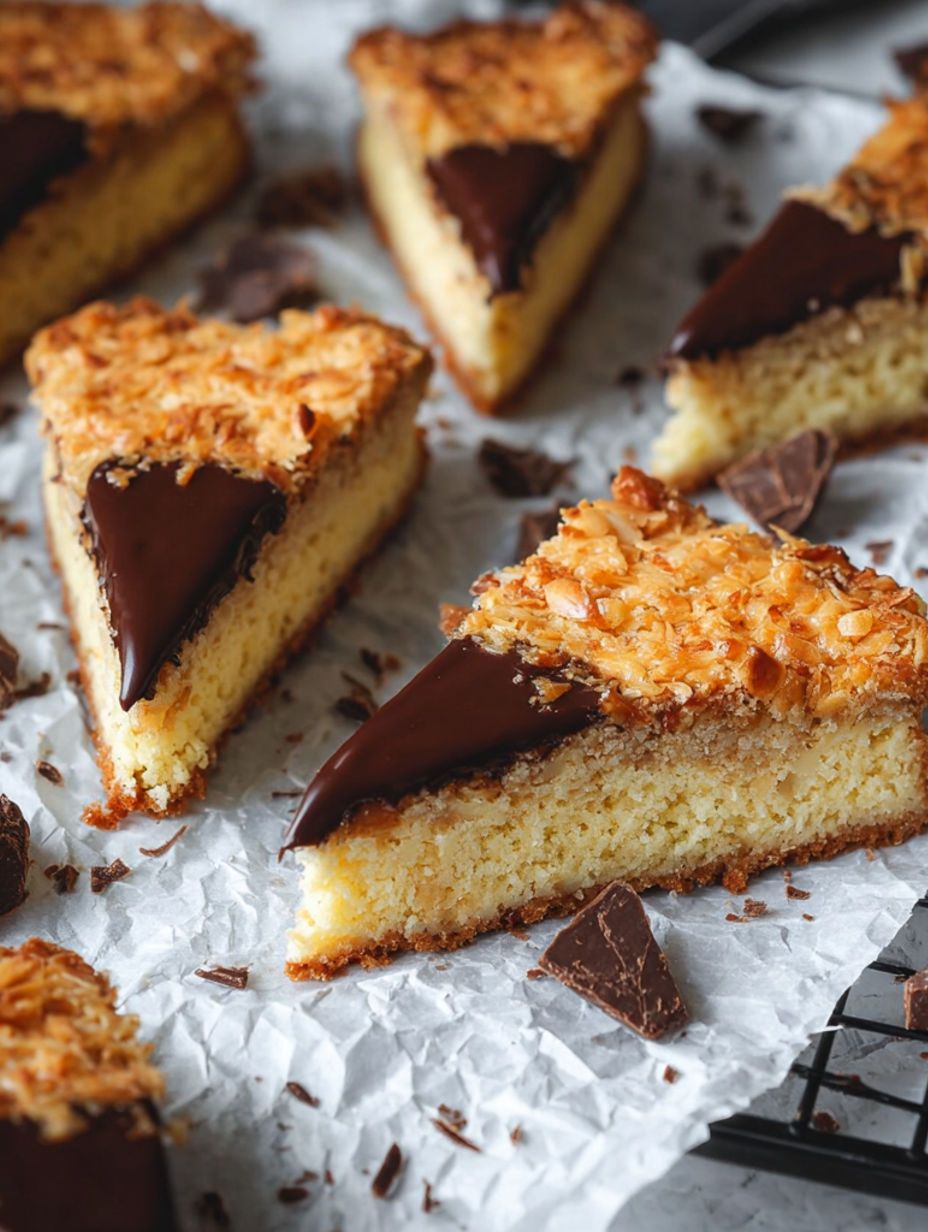 A close up of a piece of cake with chocolate and nuts.
