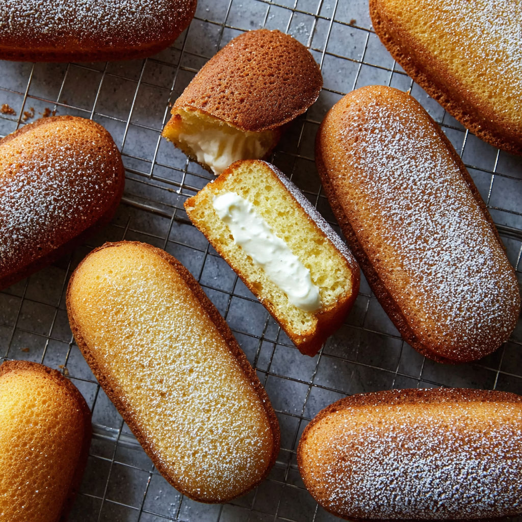 A close up of a twinkie with a bite taken out of it.