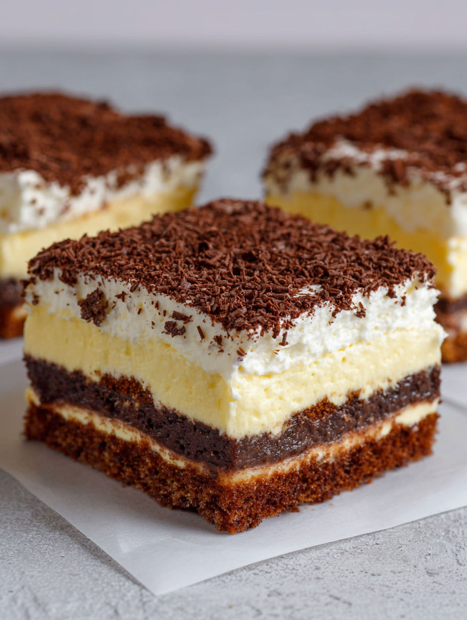 A slice of Sanfte Schoko-Vanille Schnitten.