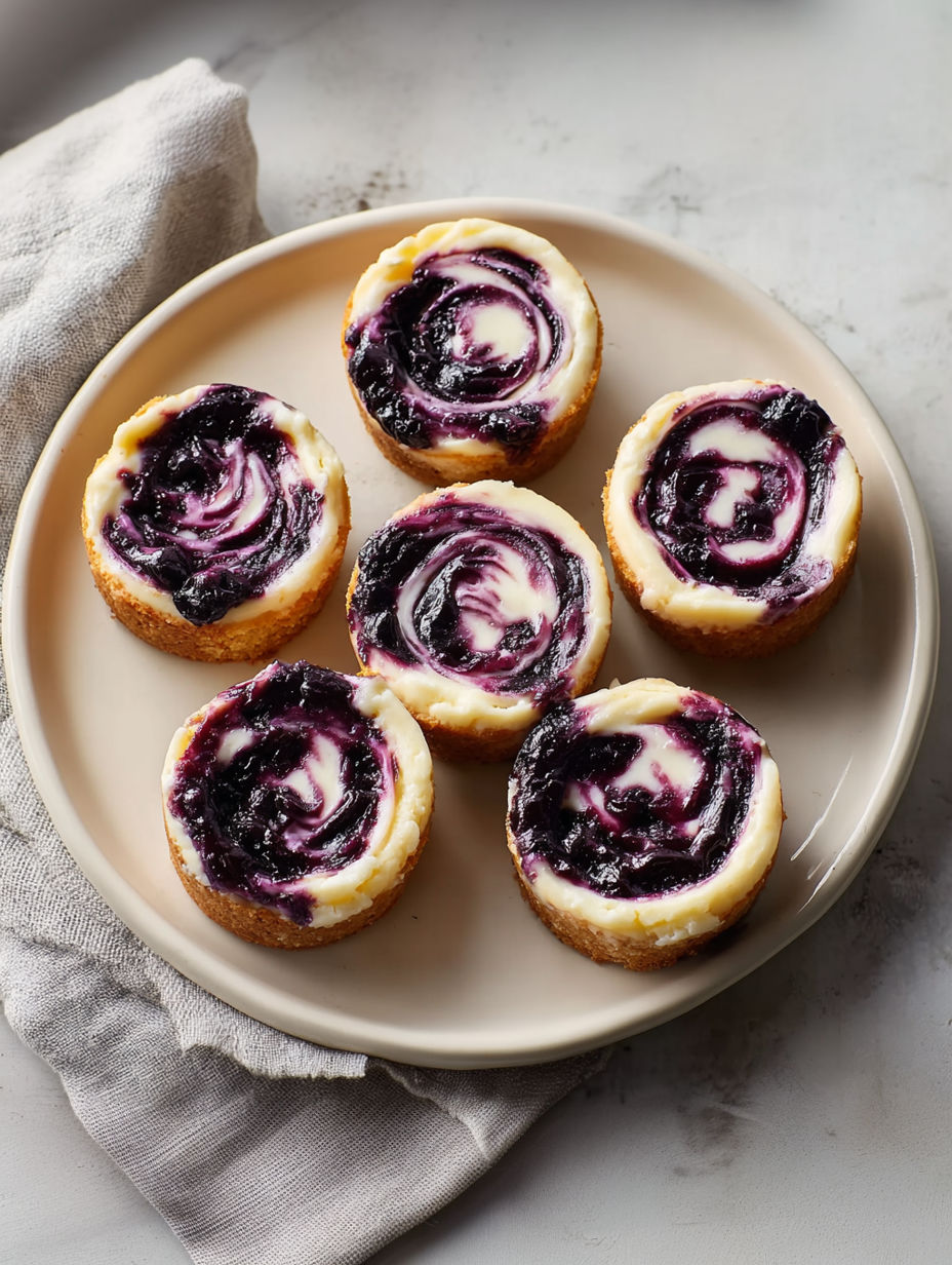 A plate of mini zitronen-blaubeer küchlein.