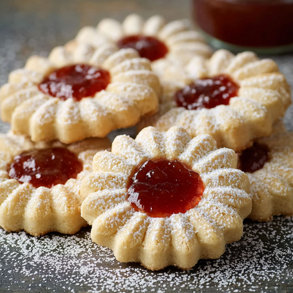 Sandgebäck mit Marmelade.