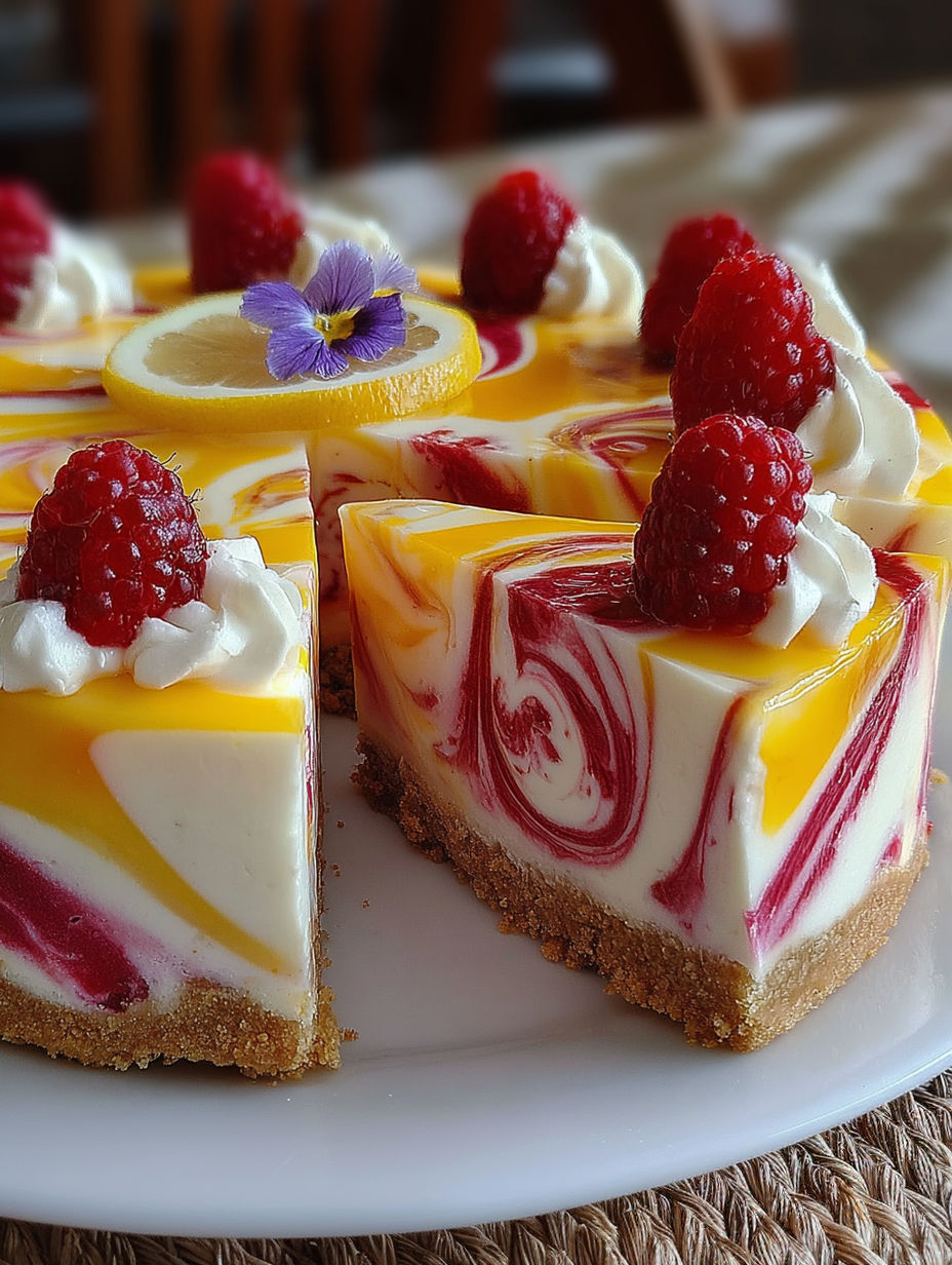 A slice of cheesecake with a lemon wedge on top.