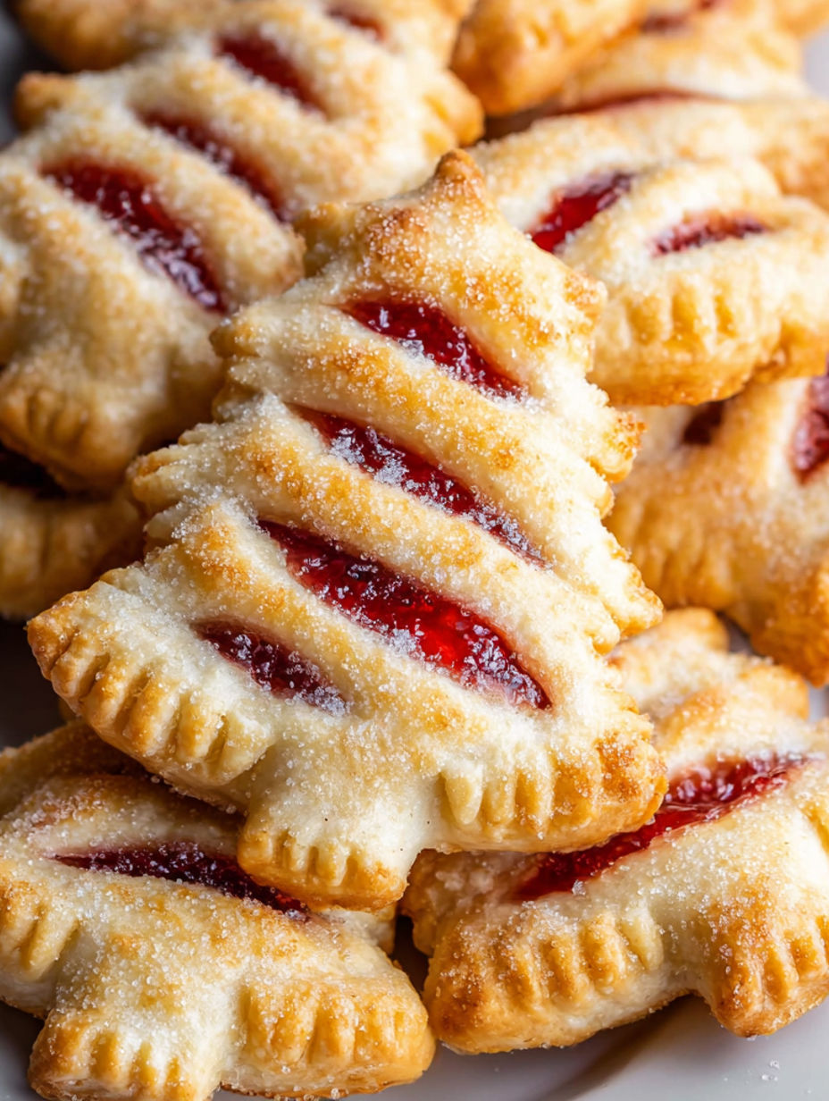 A stack of Kirsch-Handpies with red jam.