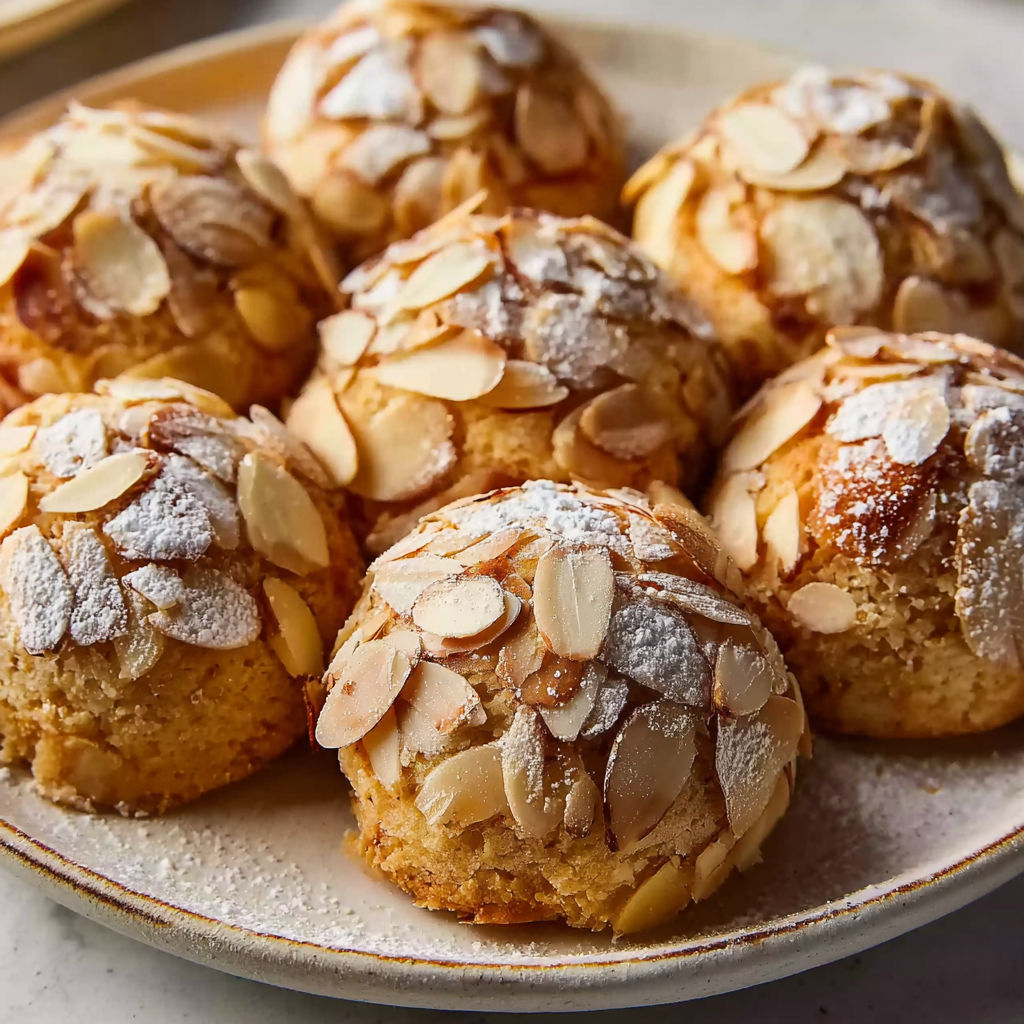 A plate of marzipankekse mit mandeln.