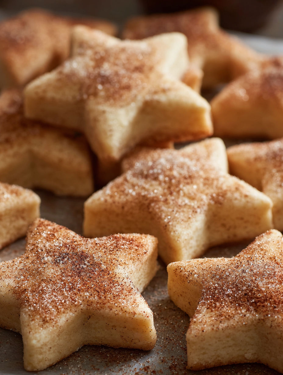 A plate of sugar coated star shaped cookies.
