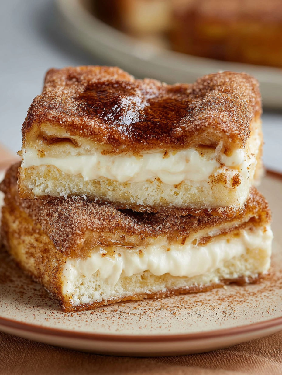 A slice of churro cheesecake.