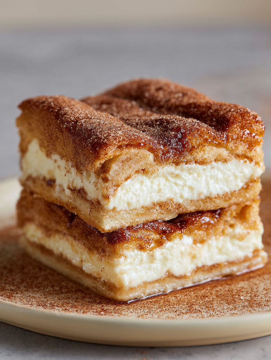 A slice of churro cheesecake.