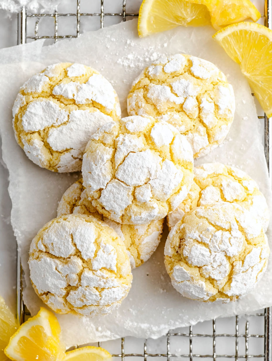 Lemon crinkle cookies on a plate.