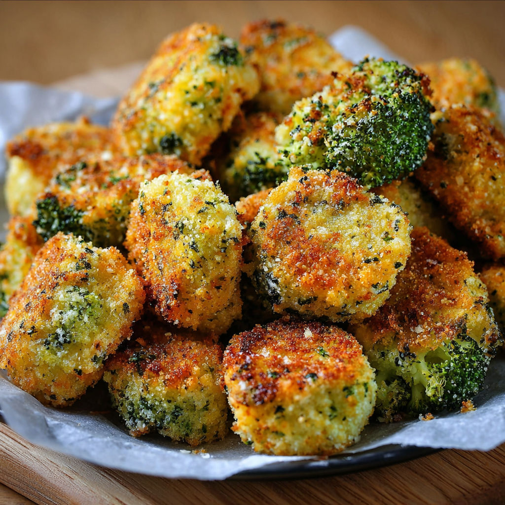 A plate of broccoli cheese nuggets.