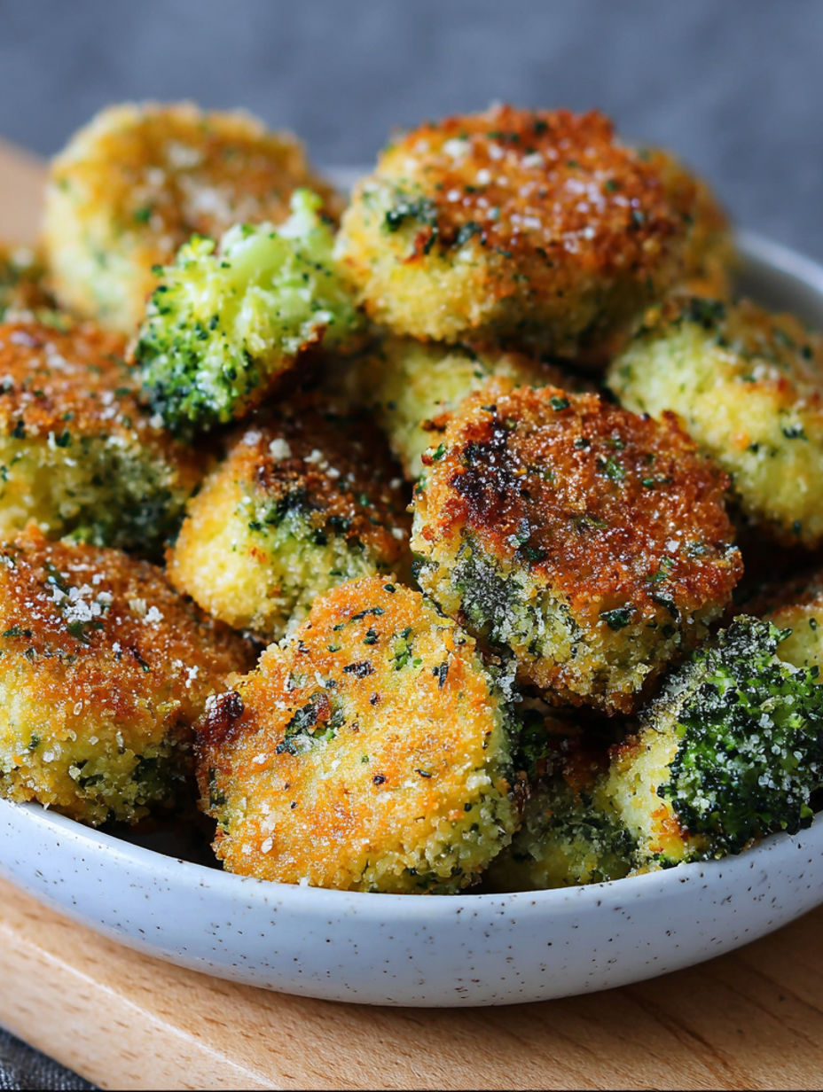 A bowl of broccoli cheese nuggets.