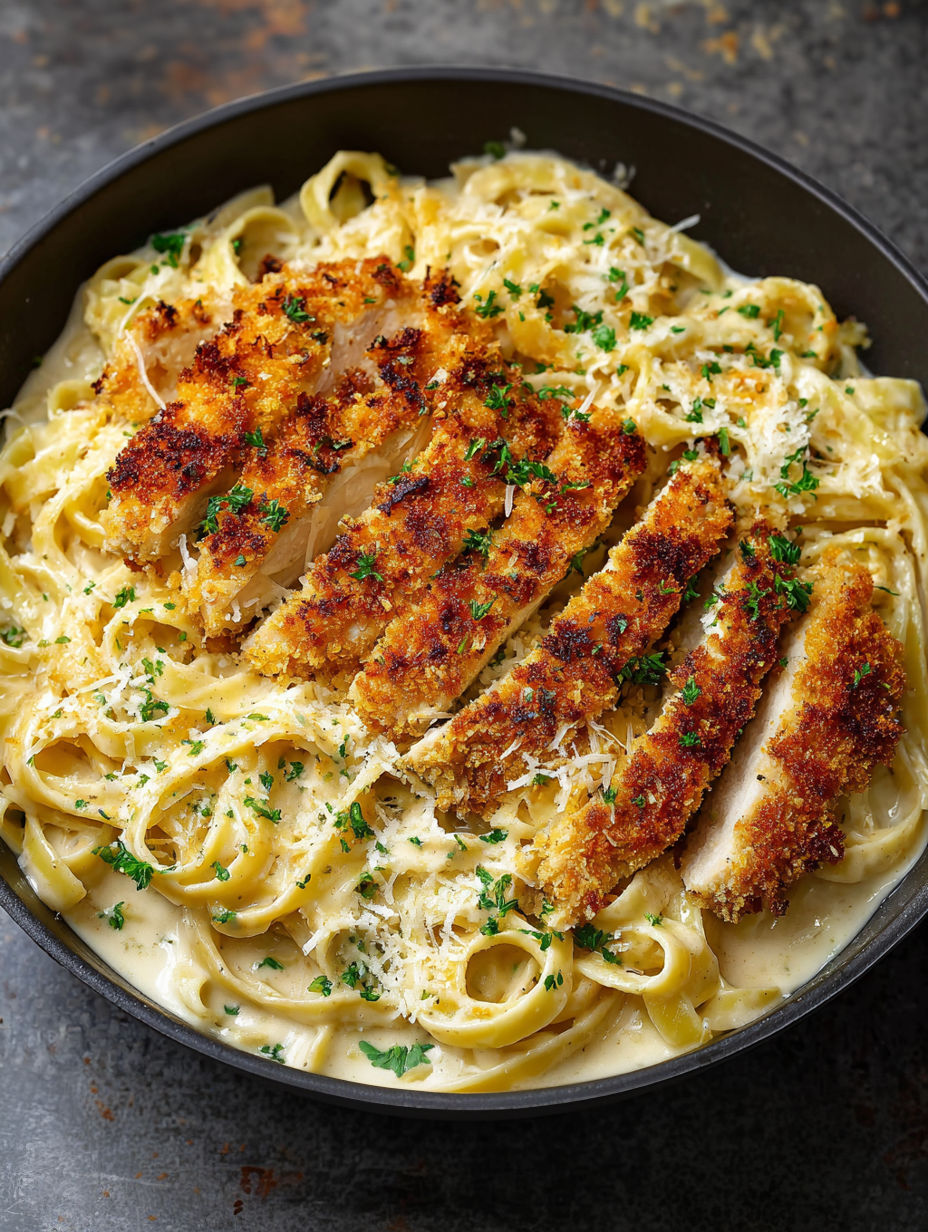 A bowl of pasta with chicken and cheese.