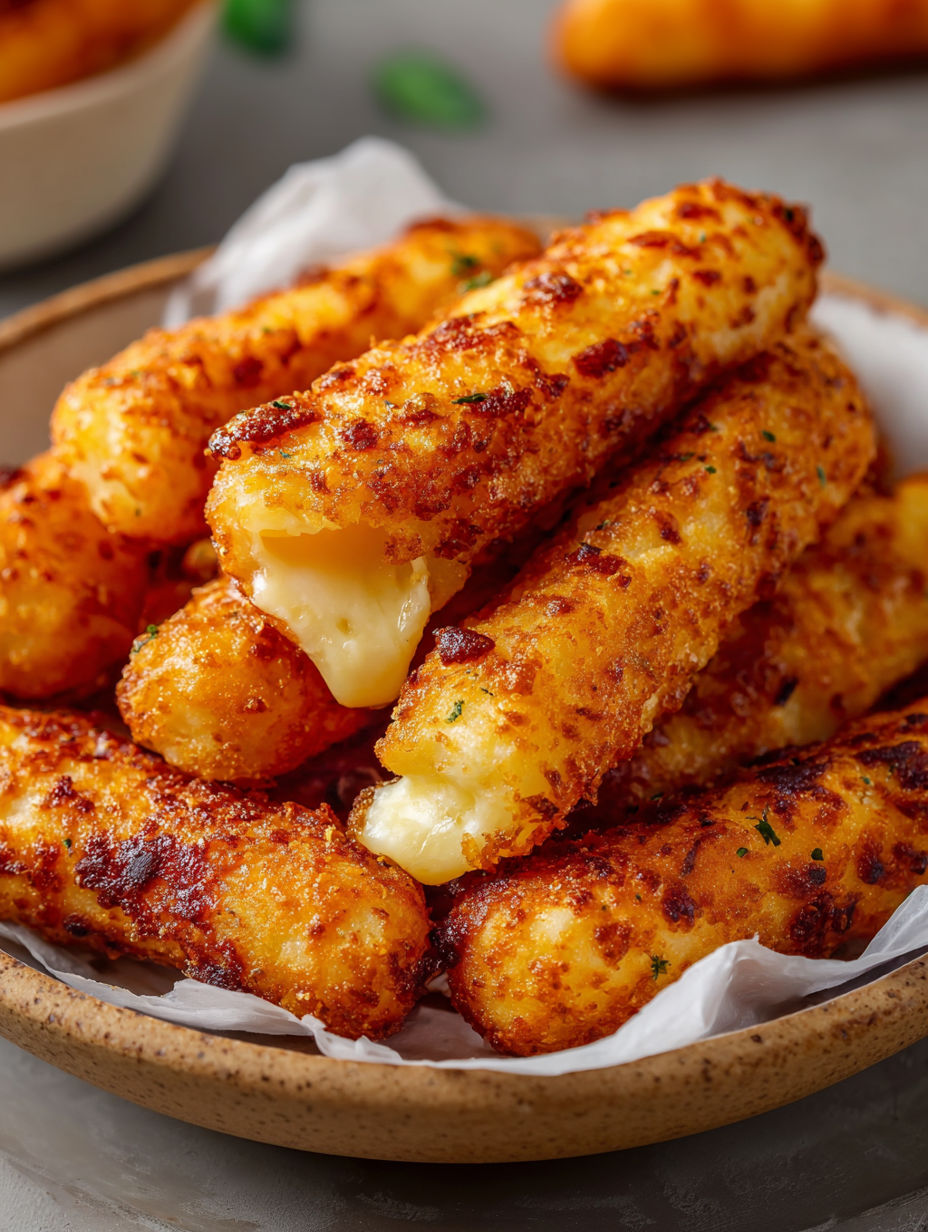 A bowl of cheese sticks.