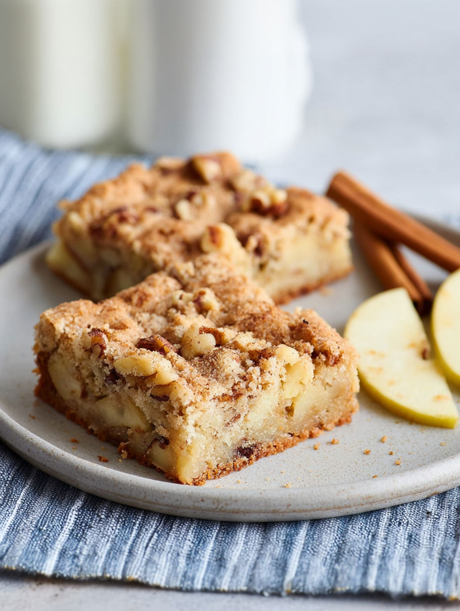 A slice of cake with nuts on top.