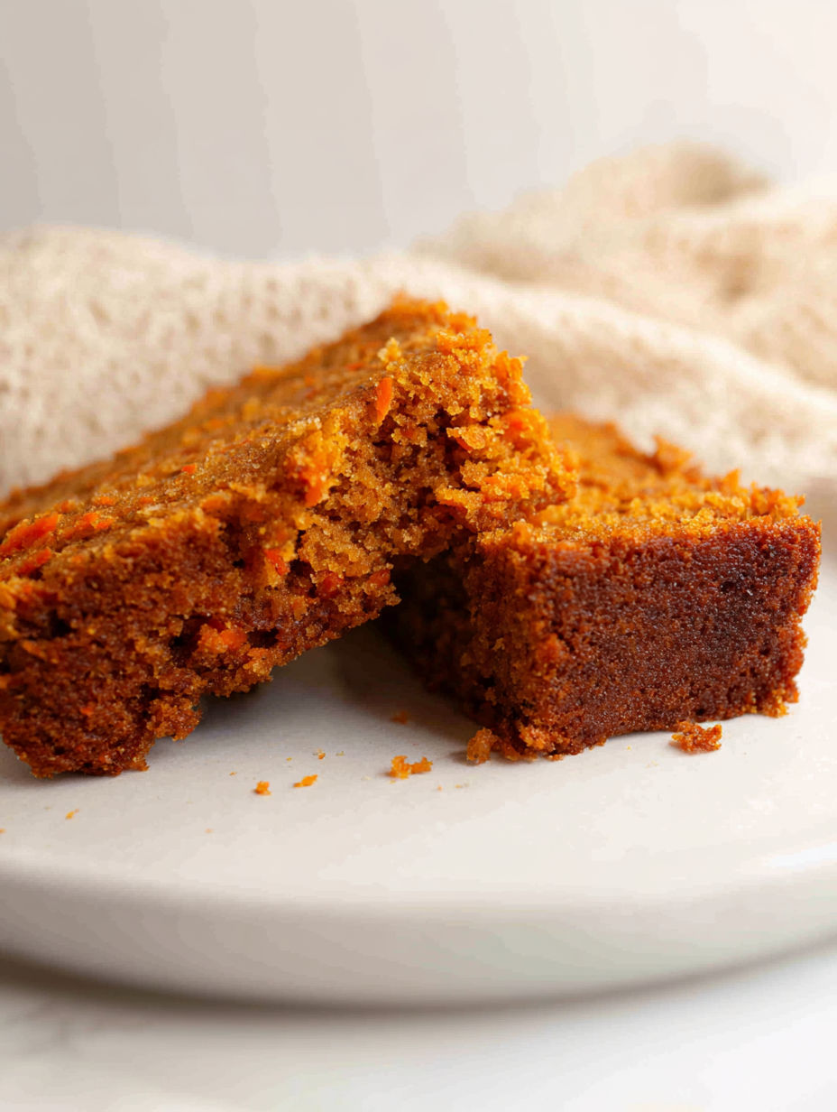 A slice of flourless oatmeal carrot cake.