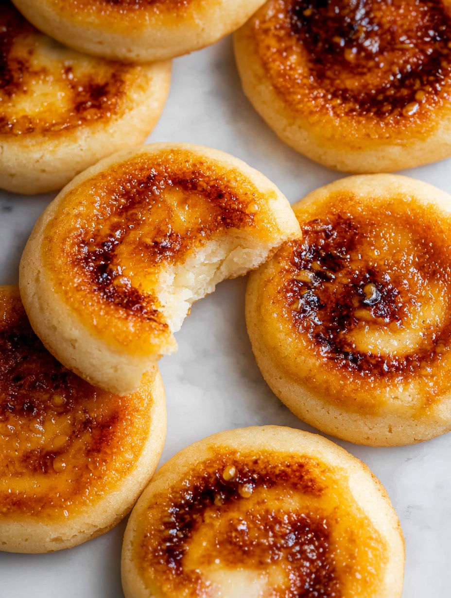 A close up of a crème brûlée cookie.