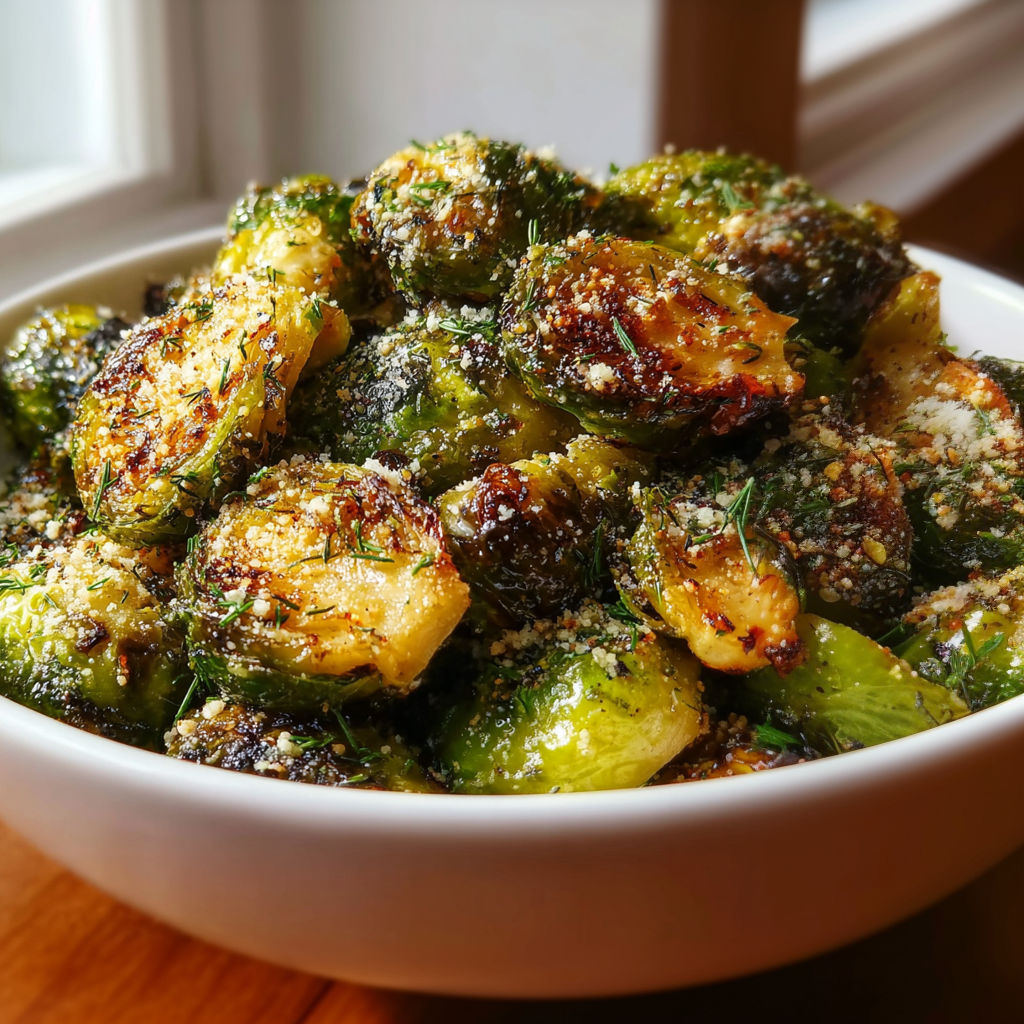 A bowl of roasted brussel sprouts.
