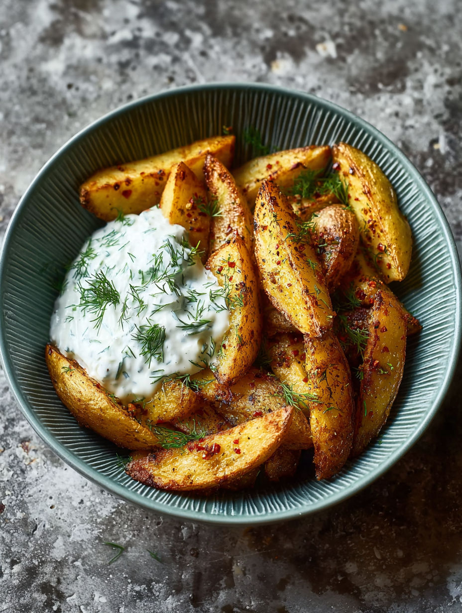 A bowl of fries with dip.