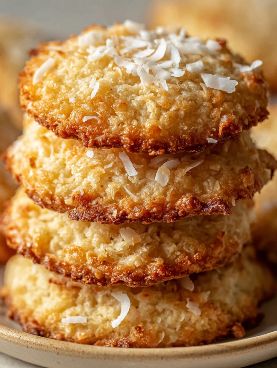 A stack of chewy coconut cookies.