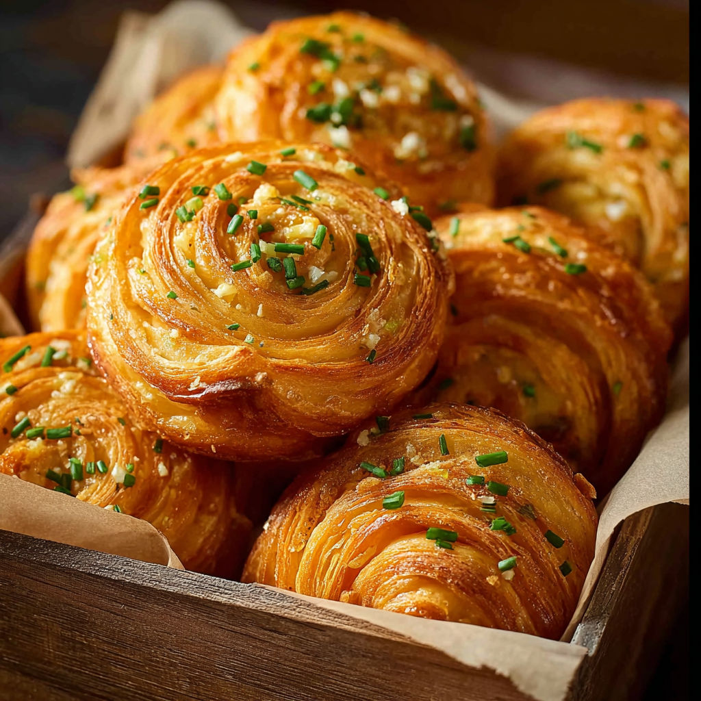 A basket of garlic and cheese cruffins.