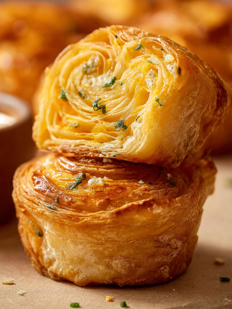 Two pastries with green toppings.