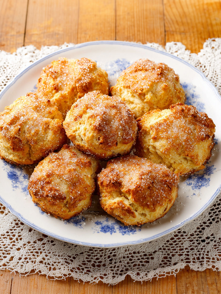 A plate of sugar coated pastries.