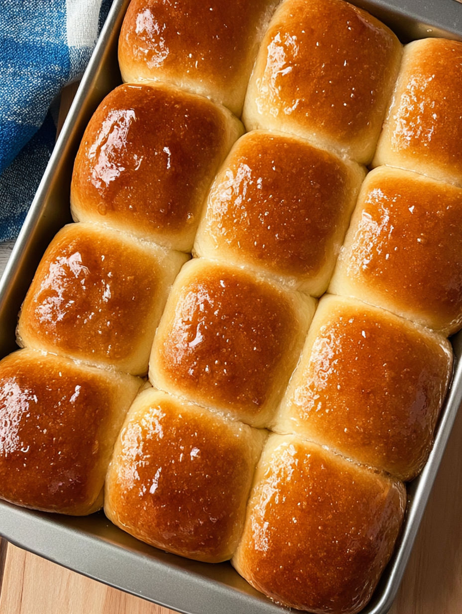 A pan of fluffy dinner rolls.