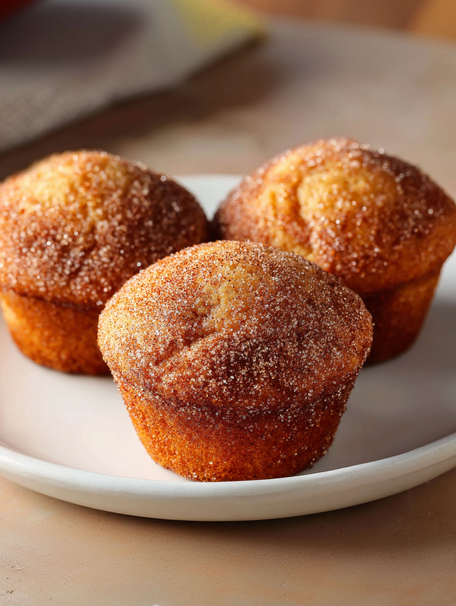 Three mini glutenfree vegane apfelmuffins on a white plate.