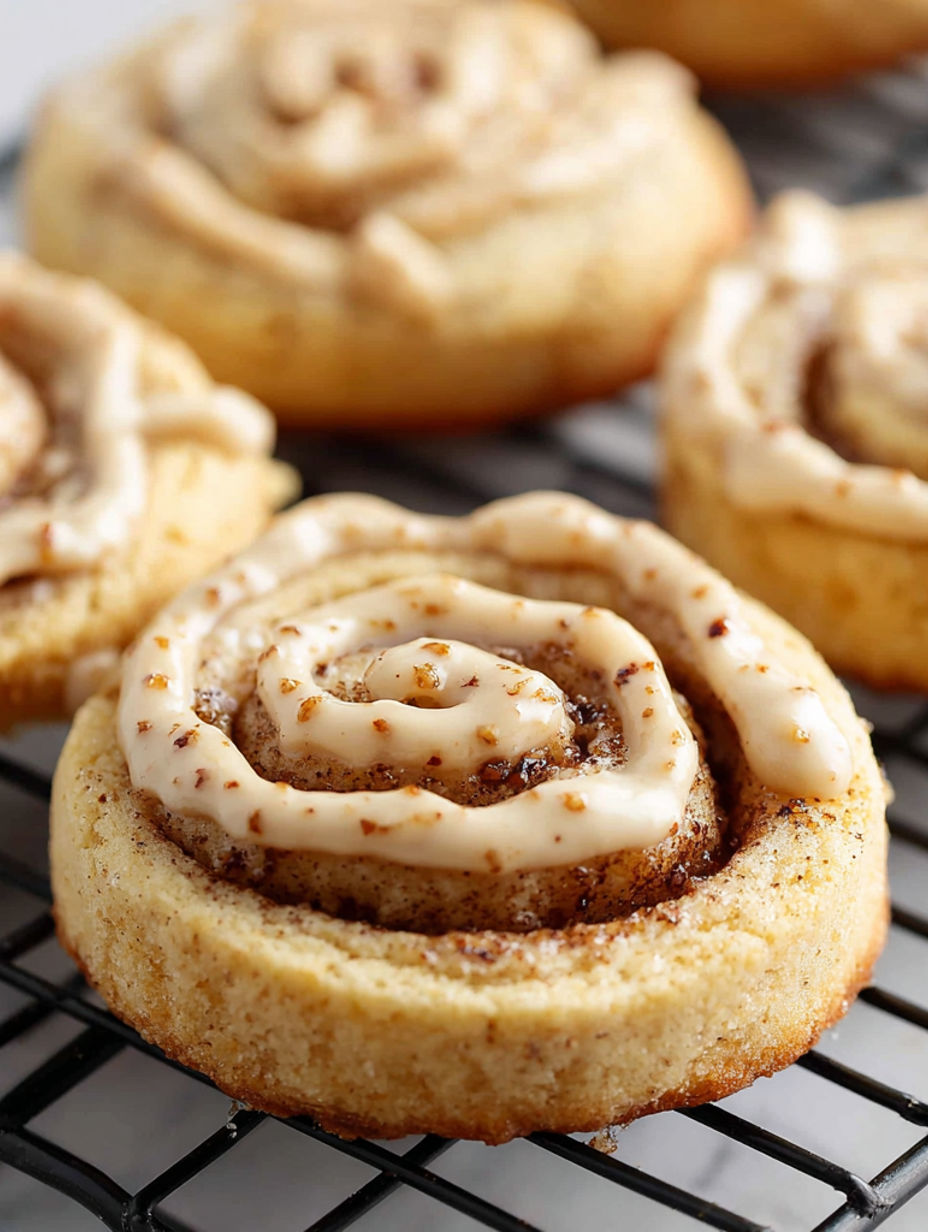 A plate of cinnamon bun cookies.