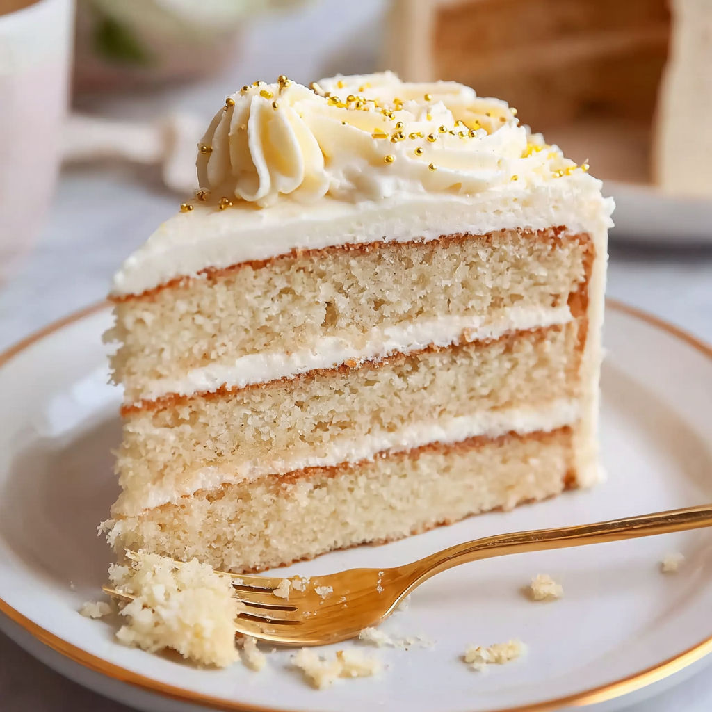 A slice of white almond wedding cake.