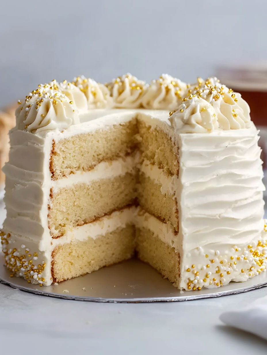 A slice of white almond wedding cake.