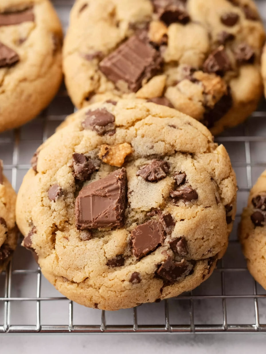 A cookie with chocolate and peanut butter.