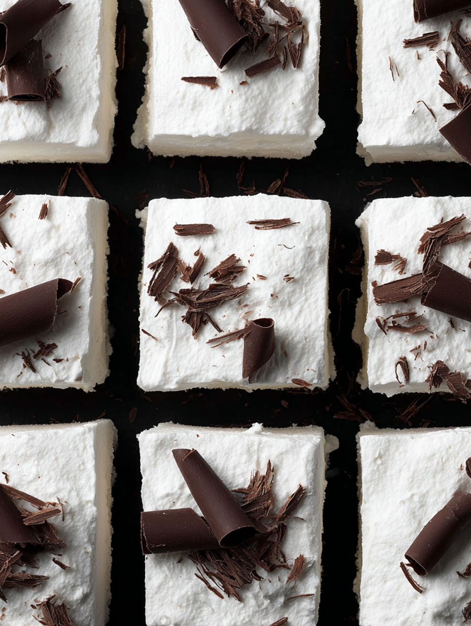 Chocolate cream pie bars with white cream and chocolate drizzle.
