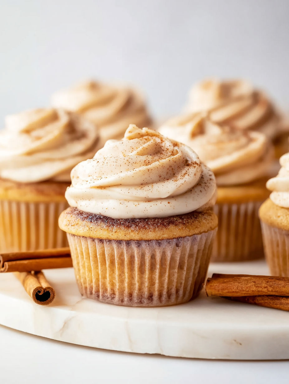 A plate of cupcakes with a cinnamon flavor.