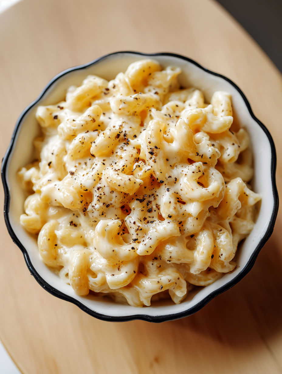 A bowl of mac and cheese.