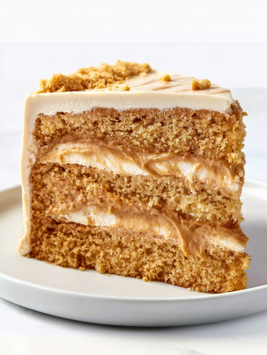 A slice of Biscoff cake.