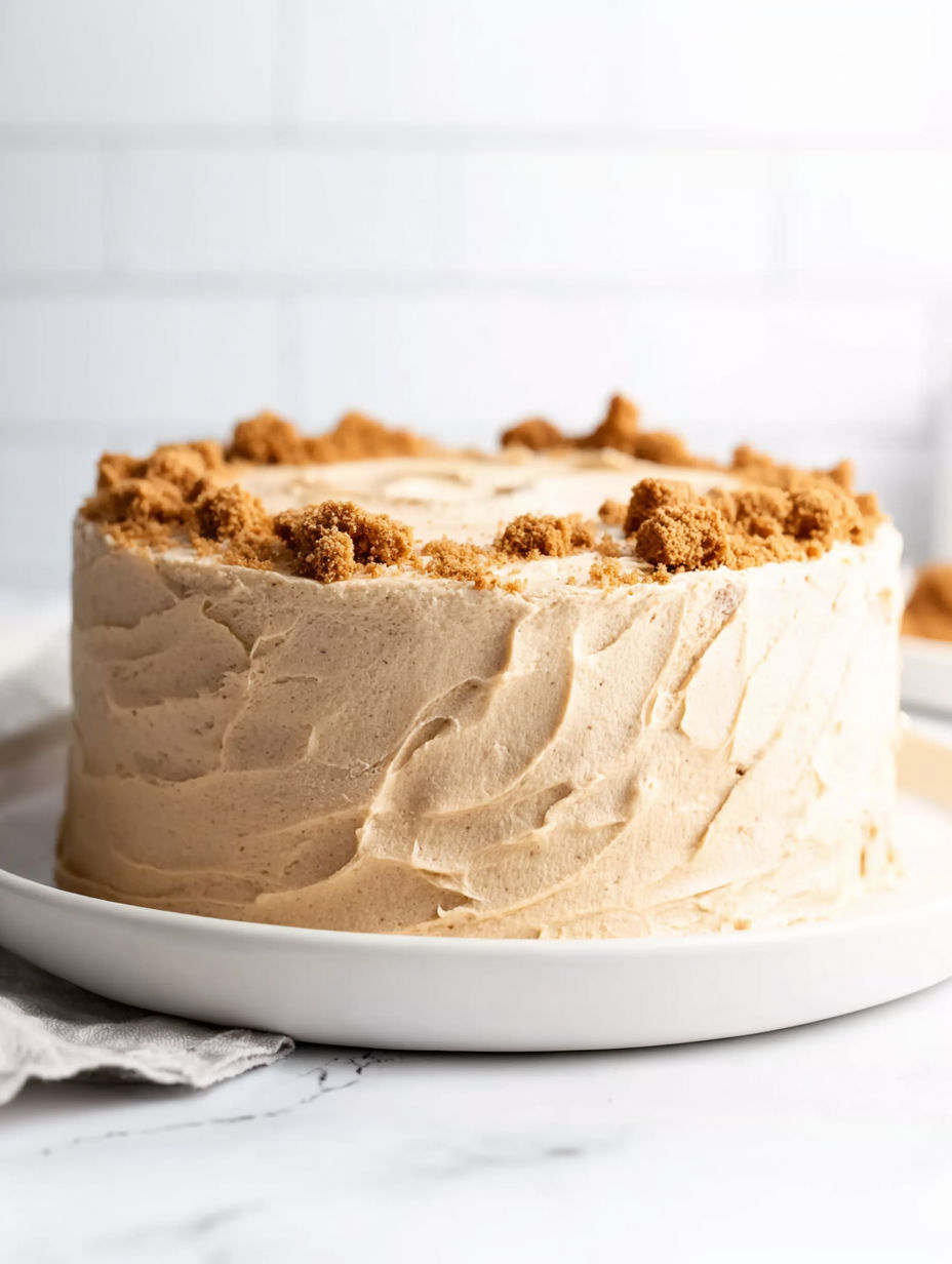 A cake with a brown frosting.