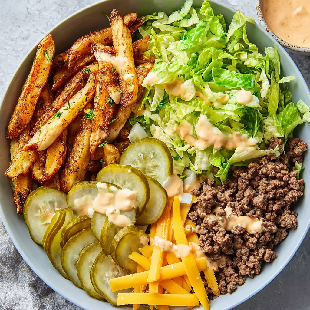 A bowl of food with a variety of ingredients.