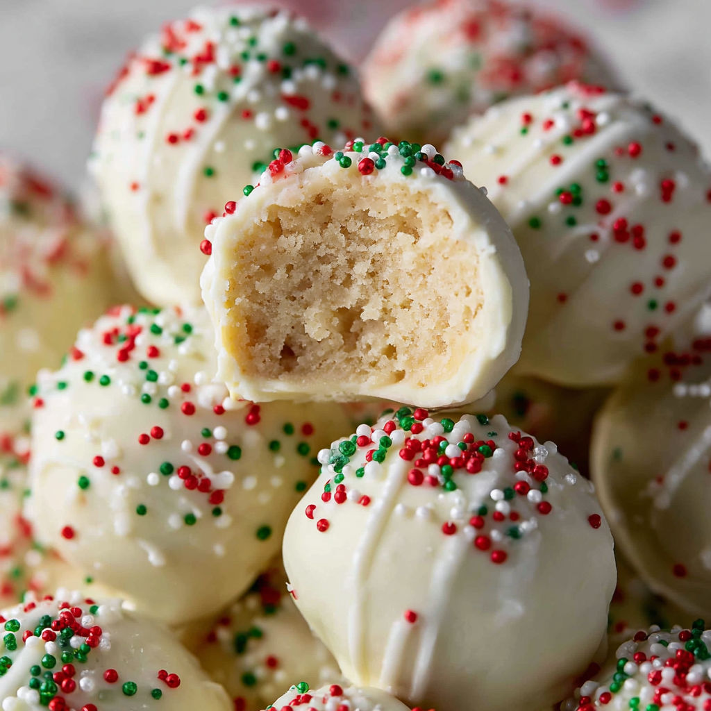 A pile of sugar cookie truffles.