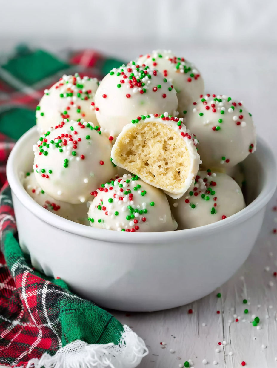 A bowl of sugar cookie truffles.
