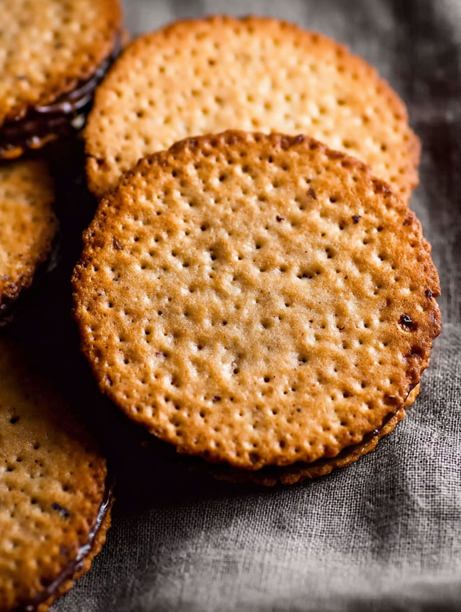 A close up of a cookie with a hole in the center.