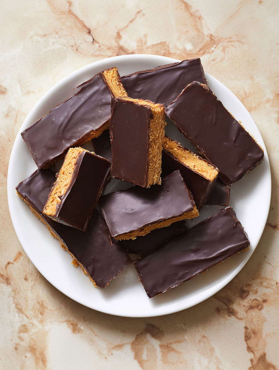 A plate of chocolate protein bars.