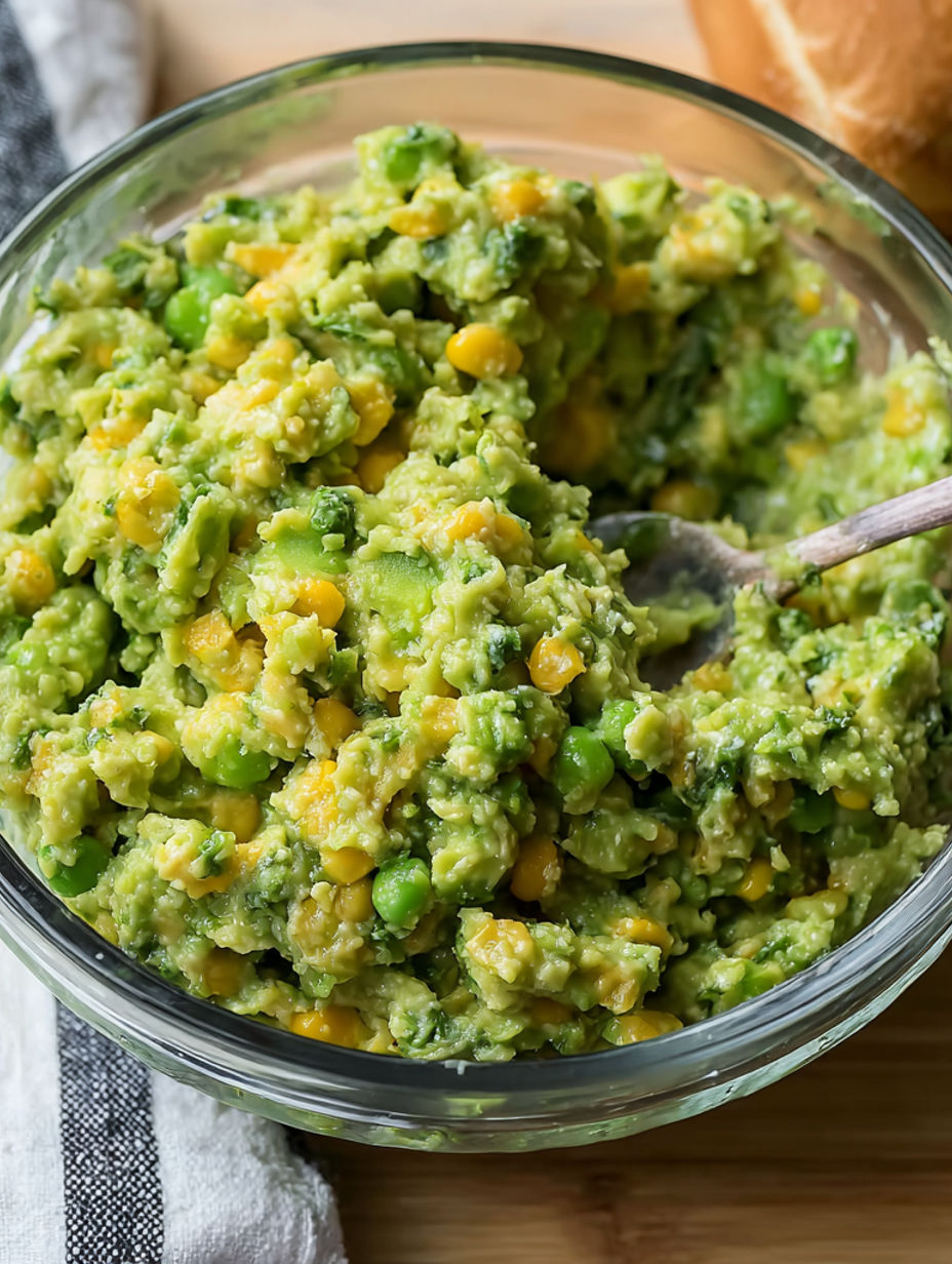 A bowl of food with a spoon in it.