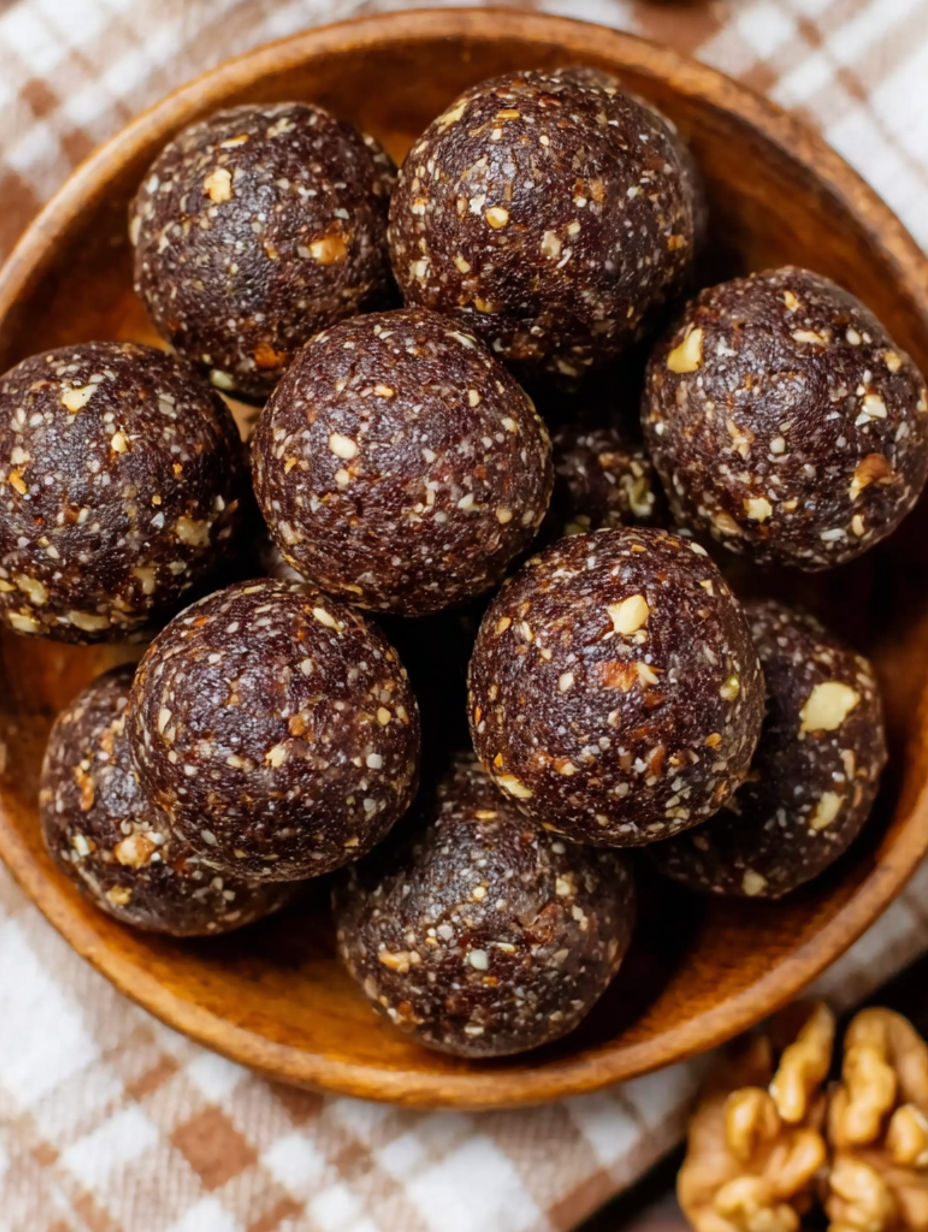 A bowl of Dattel Kakao Kugeln.